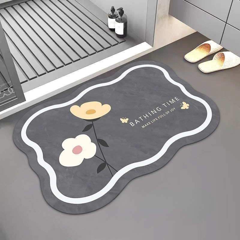 Bamboo Bath Mat - Nordic Bathroom Absorbent Pad Diatomaceous Earth