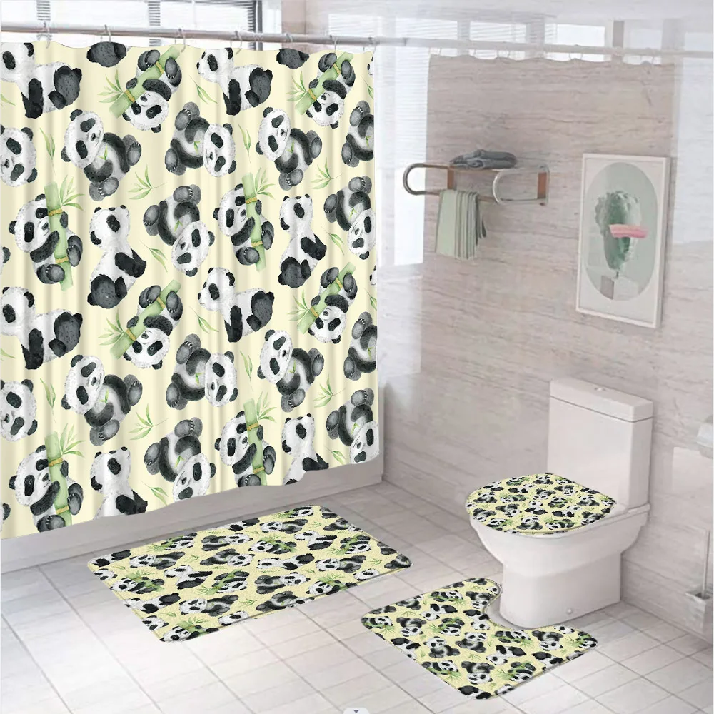 4Pc Watercolor Green Bamboo Sh - Bamboo Bath Mat recension och pris