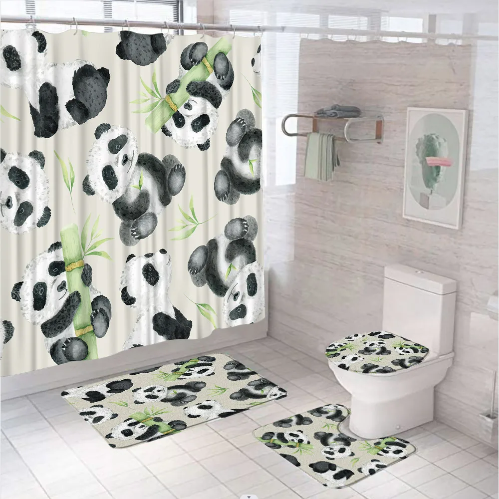 4Pc Watercolor Green Bamboo Sh - Bamboo Bath Mat recension och pris