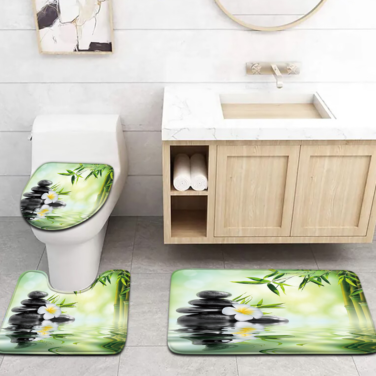 3-Piece Chinese Bamboo Water F - Bamboo Bath Mat recension och pris