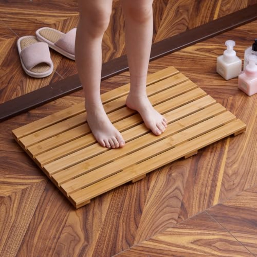 Bamboo Bath Mat for Shower wit - Bamboo Bath Mat recension och pris