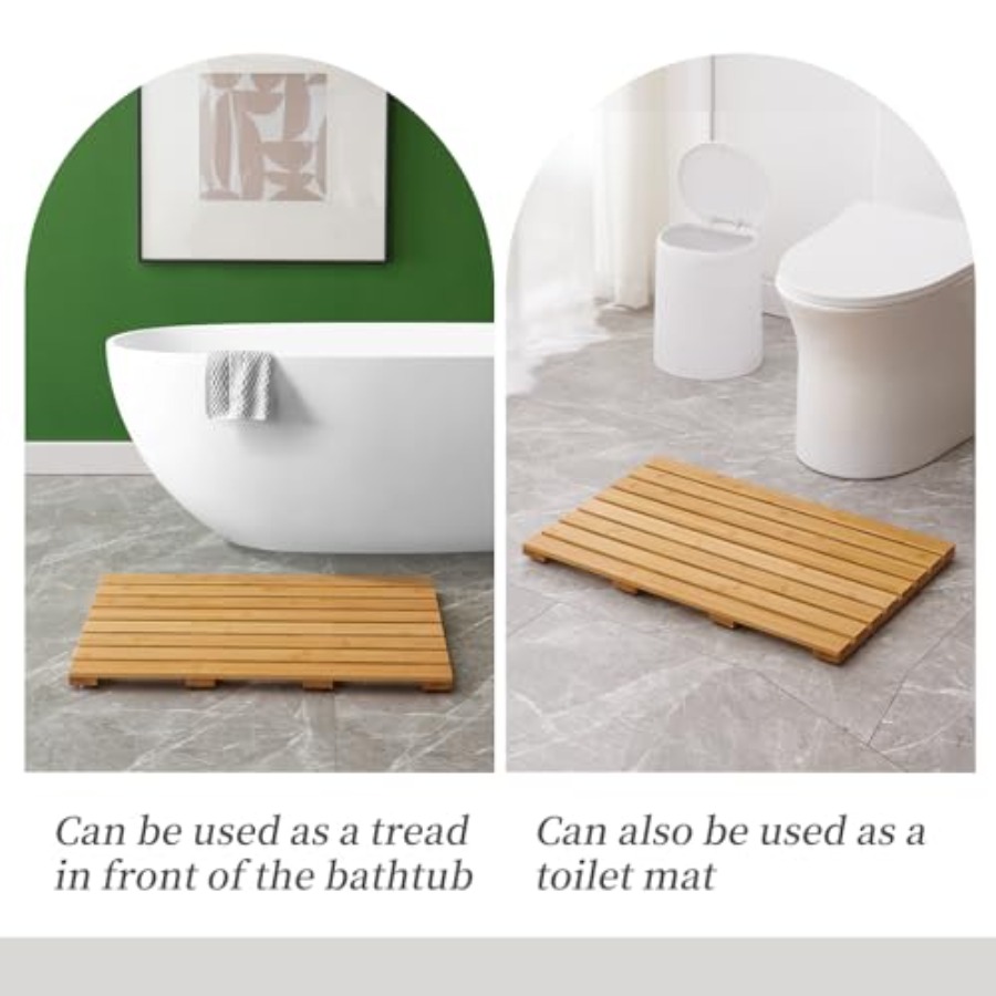 Bamboo Bath Mat for Shower wit - Bamboo Bath Mat recension och pris