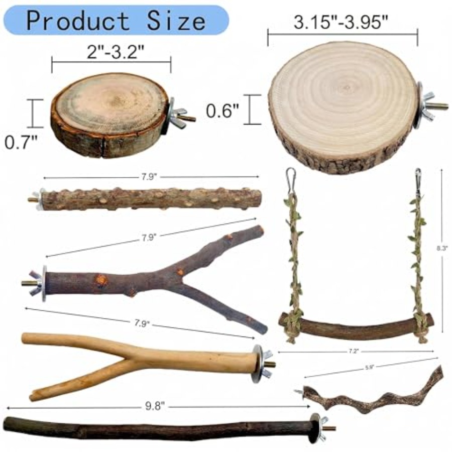 8PCS natural wood bird perches - Health & Wellness Naics Code recension och pris
