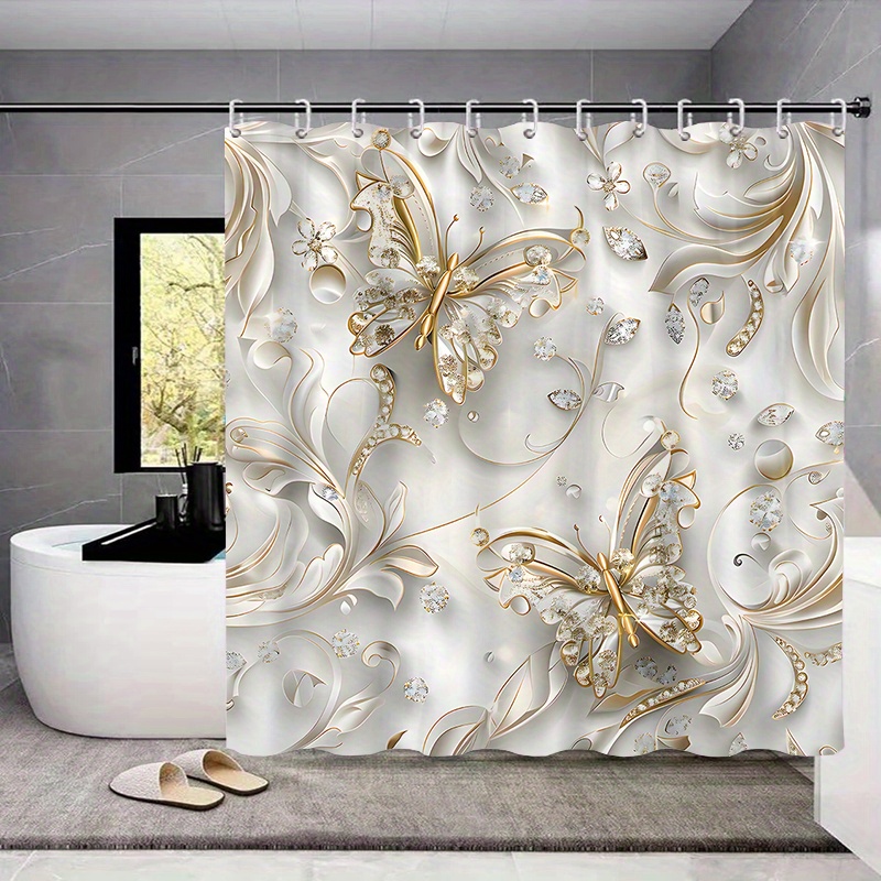 4pcs Elegant Butterfly Shower  - Bamboo Bath Mat recension och pris