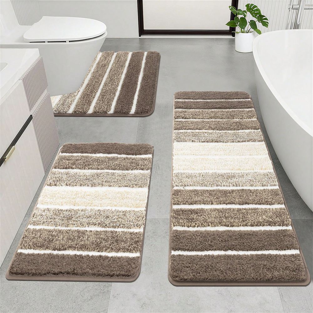 3 Piece Bathroom Rug Mat Set,  - Bamboo Bath Mat recension och pris
