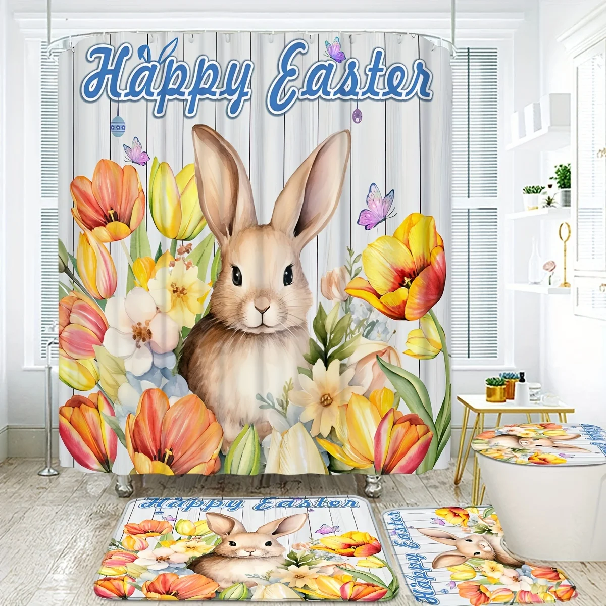 4pcs Cute Rabbit Easter Patter - Bamboo Bath Mat recension och pris