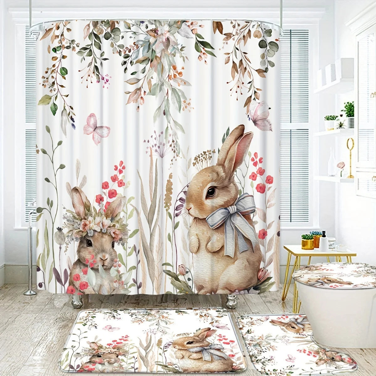4pcs Cute Rabbit Easter Patter - Bamboo Bath Mat recension och pris