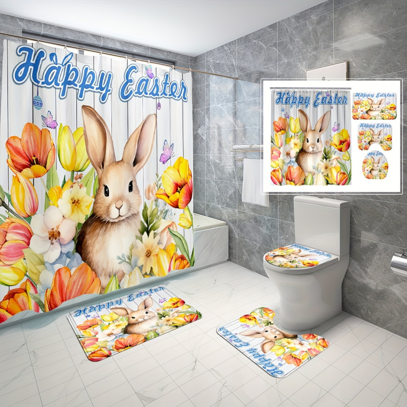 4pcs Cute Rabbit Easter Patter - Bamboo Bath Mat recension och pris