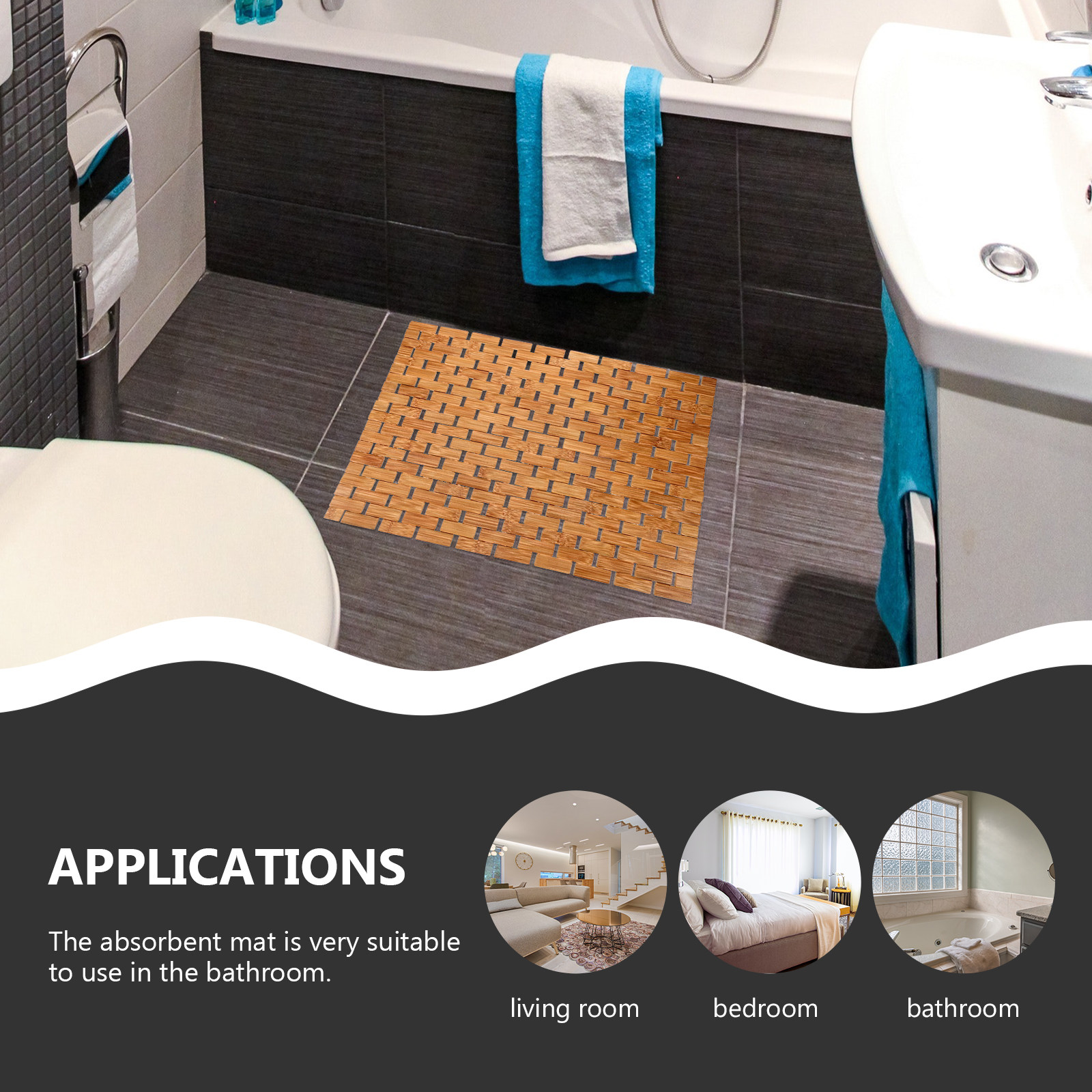 Bamboo Shower Floor Mat Square - Bamboo Bath Mat recension och pris