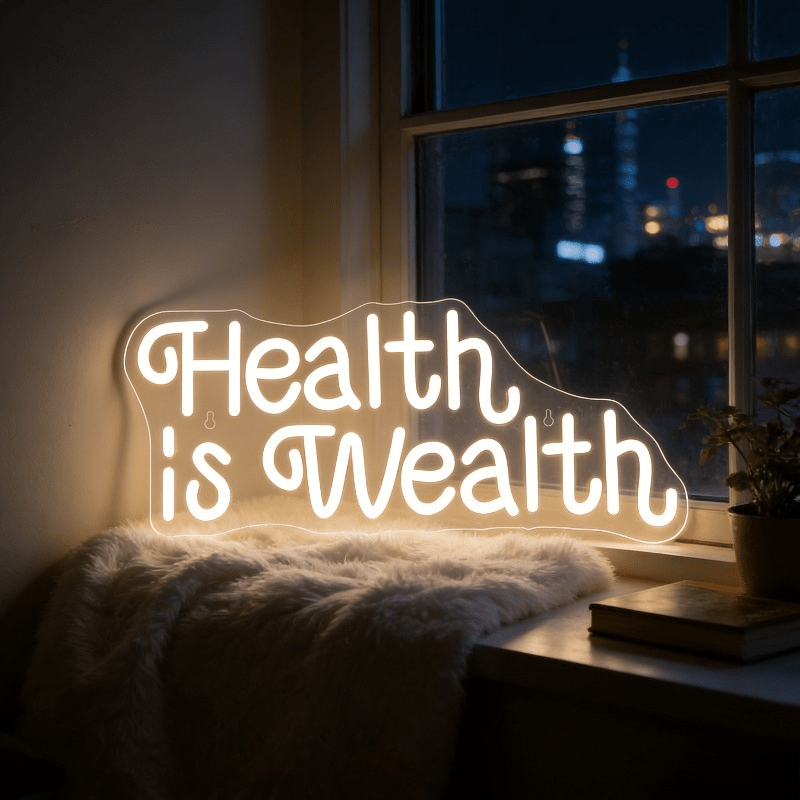 Health is Wealth Neon Sign LED - Health Wellness Yoga recension och pris
