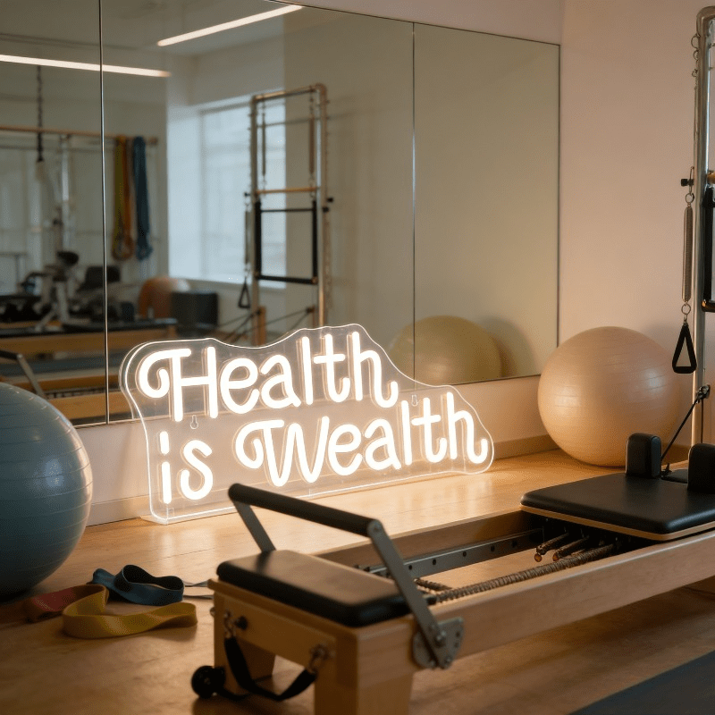Health is Wealth Neon Sign LED - Health Wellness Yoga recension och pris