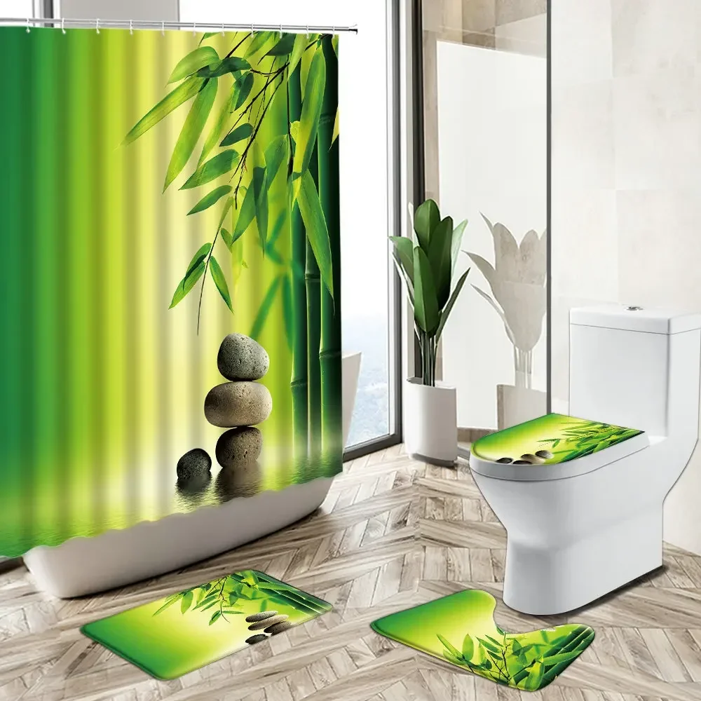 Shower Curtain Orchid Green Ba - Bamboo Bath Mat recension och pris