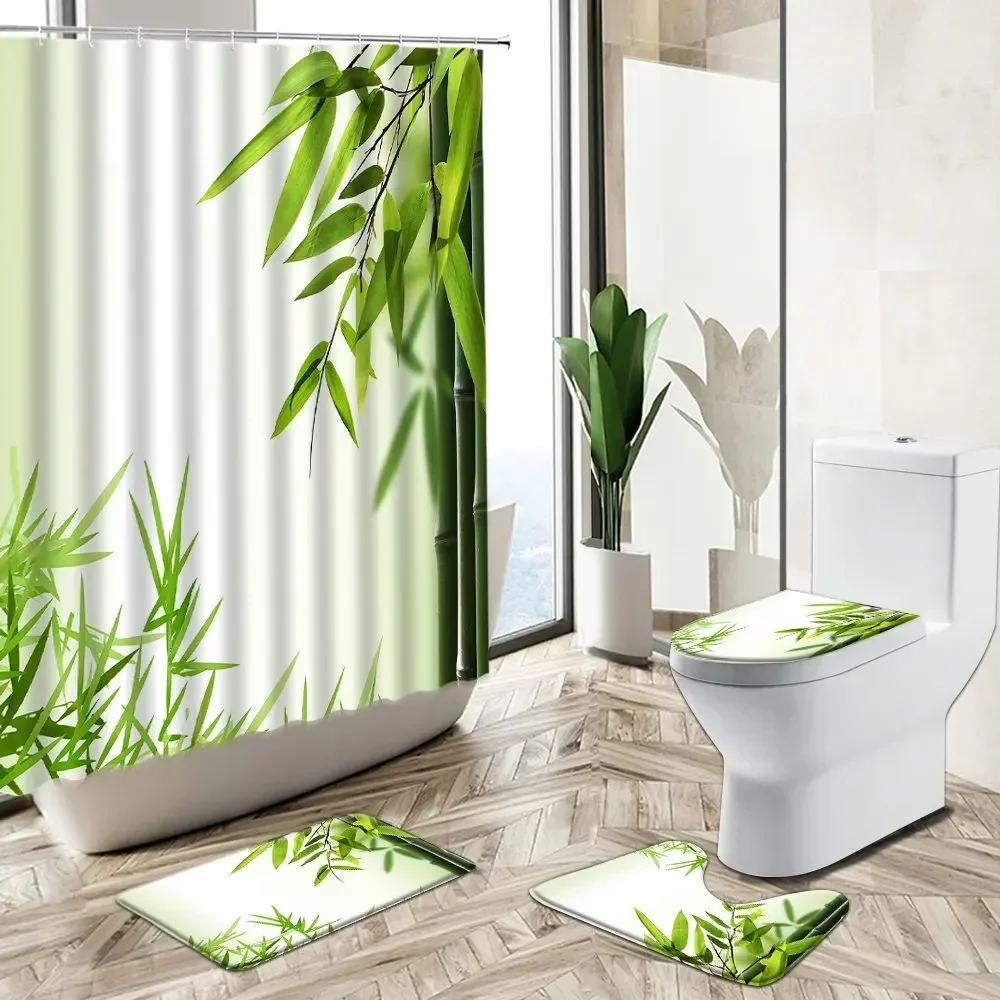 Shower Curtain Orchid Green Ba - Bamboo Bath Mat recension och pris