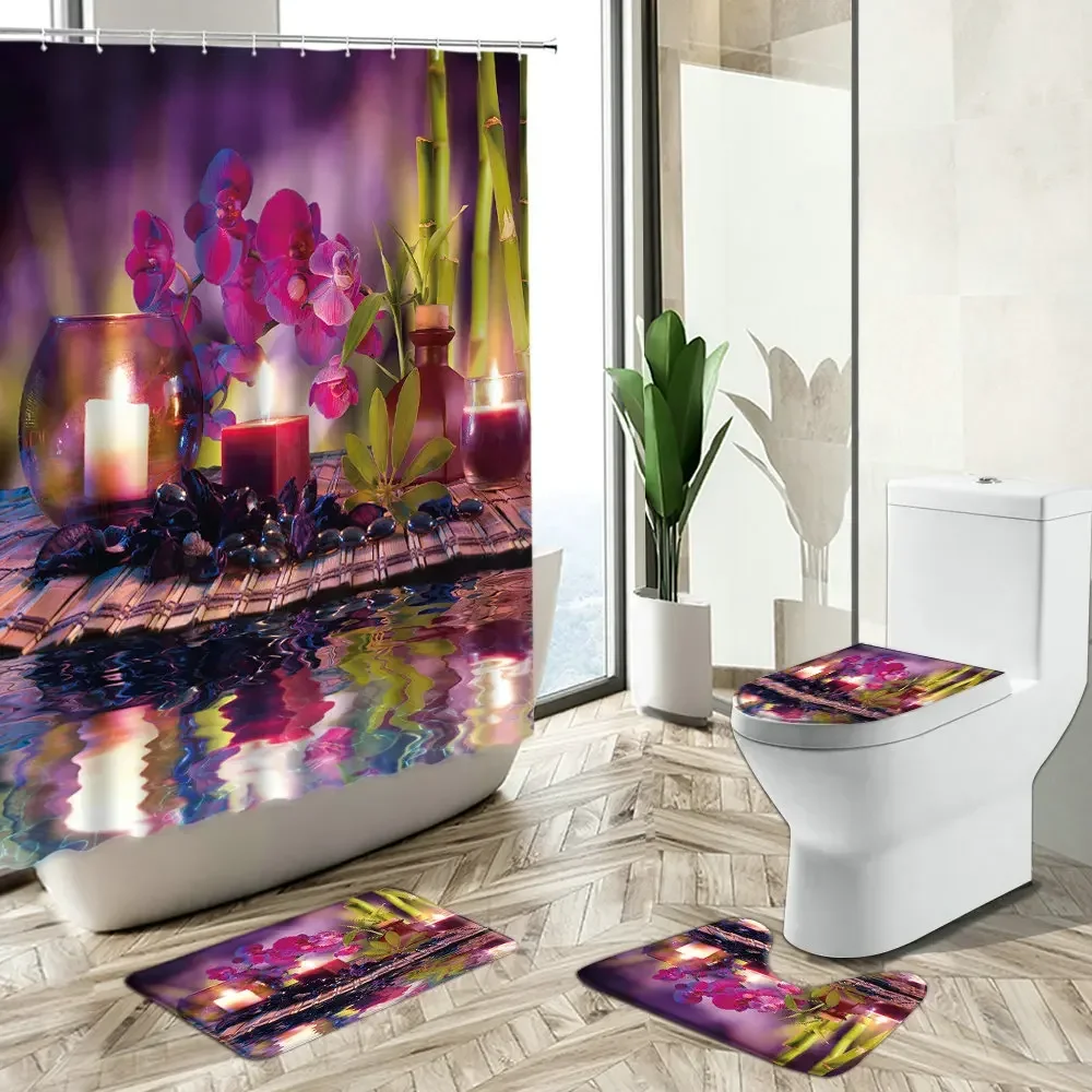 Shower Curtain Orchid Green Ba - Bamboo Bath Mat recension och pris